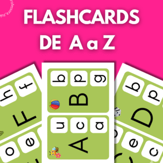 Flashcards com letras maiúsculas e minúsculas de A a Z