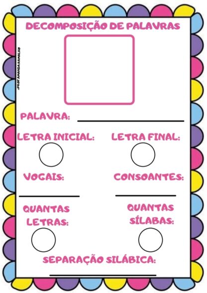 Jogo pedagógico: decomposição de palavras