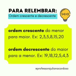 CARTAZES MATEMÁTICOS – ordem crescente e decrescente