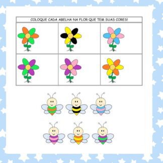 Pareamento duplo de cores: Abelhas e Flores.