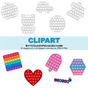 CLIPART pop it – colorido/ p&b