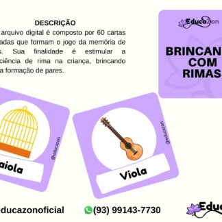 Jogos de memória de rimas-consciência de rima