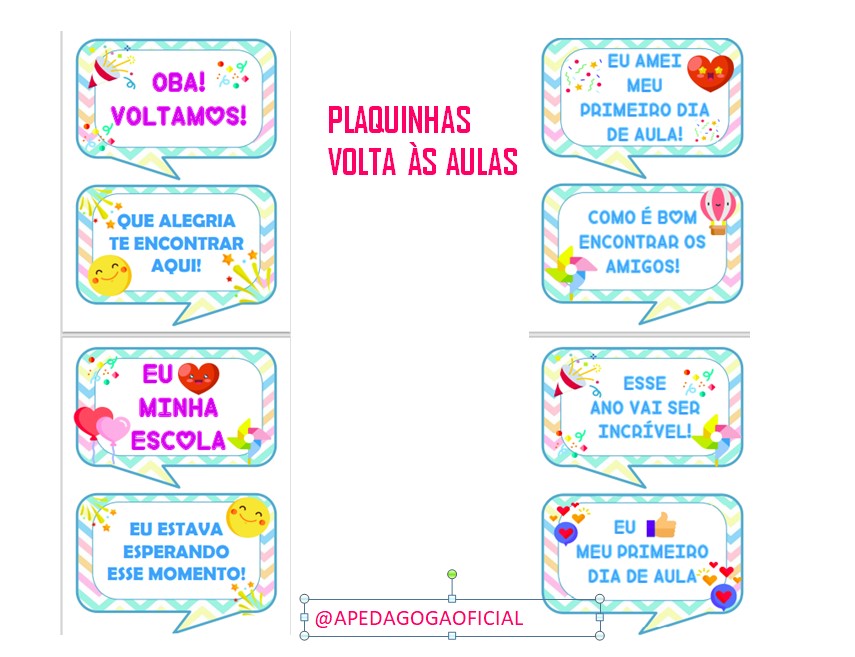Plaquinhas volta às aulas