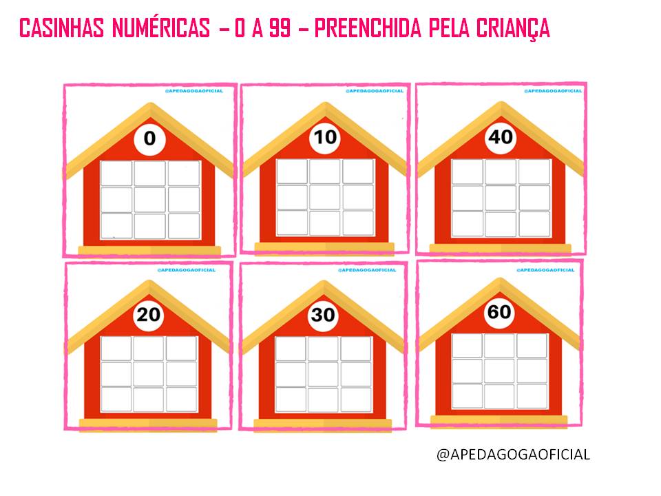 Casinhas Numéricas para preencher