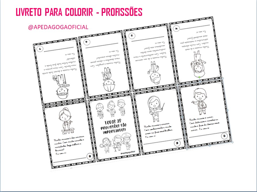 LIVRETO PARA COLORIR E APRENDER - PROFISSÕES