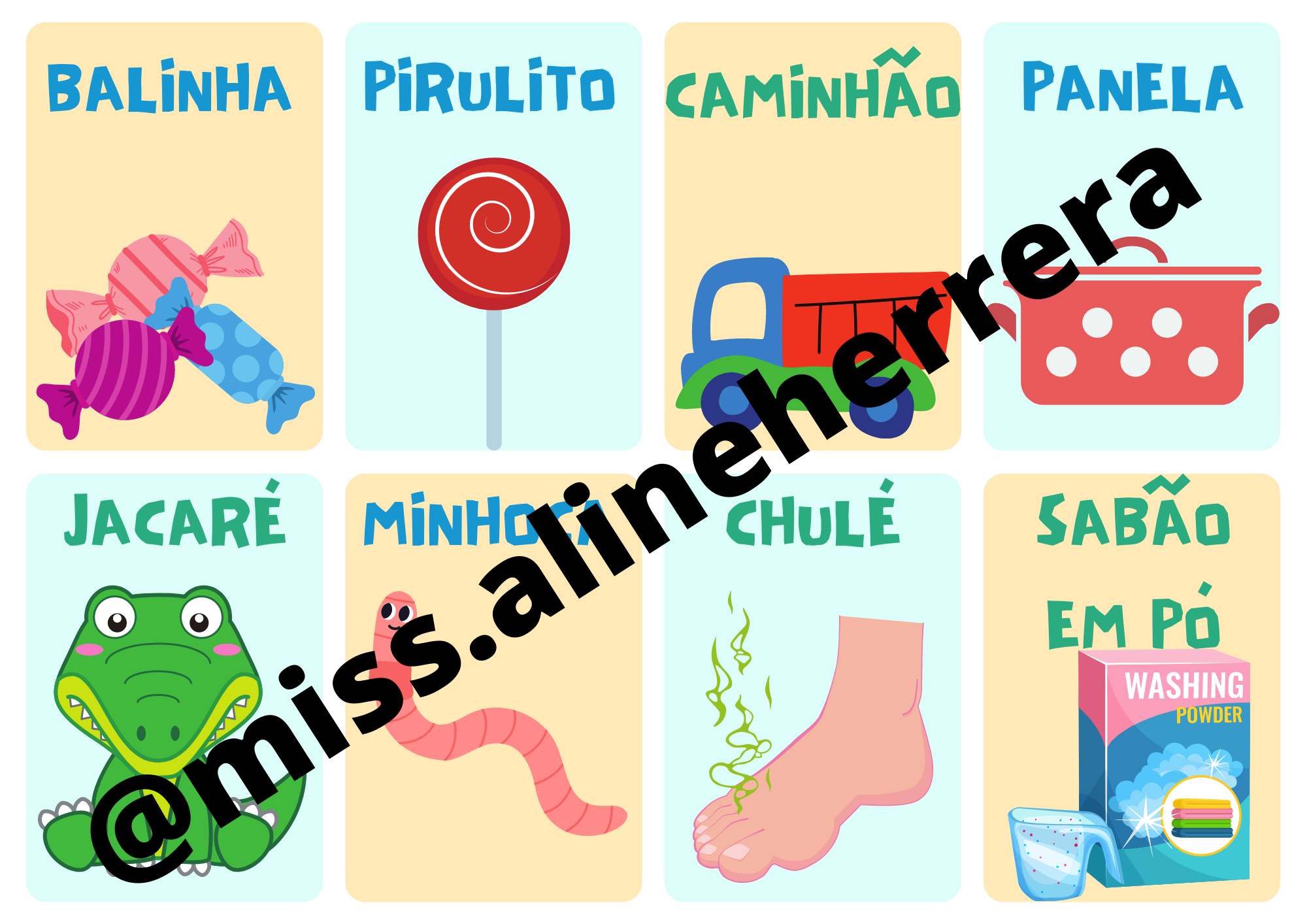 Flashcards da música “SOPA” (Palavra Cantada)