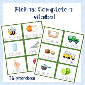 Fichas: Complete a sílaba que falta