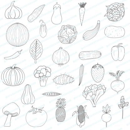 CLIPART hortaliças - p&b e colorido (PNG) - Image 2