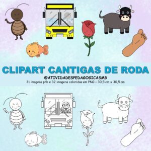 Clipart cantigas de roda – colorido/ p&b (PNG)