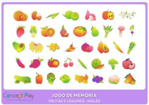 Jogo da memória frutas e legumes – Inglês