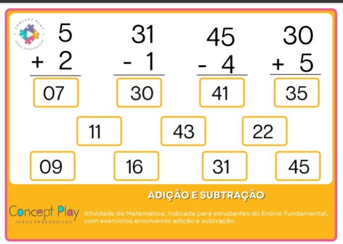 Jogo adição e subtração