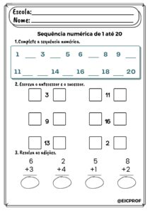 KIT 4 atividades de Matemática