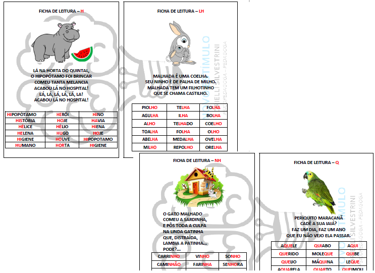 FICHA DE LEITURA DE SILABAS COMPLEXAS – COLORIDA