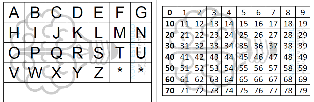 FICHA DE LETRAS E NÚMEROS