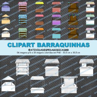 CLIPART barraquinhas - p&b e colorido (PNG
