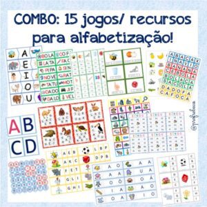 Combo de 15 jogos / recursos para alfabetização: