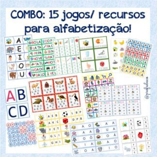 Combo de 15 jogos / recursos para alfabetização: