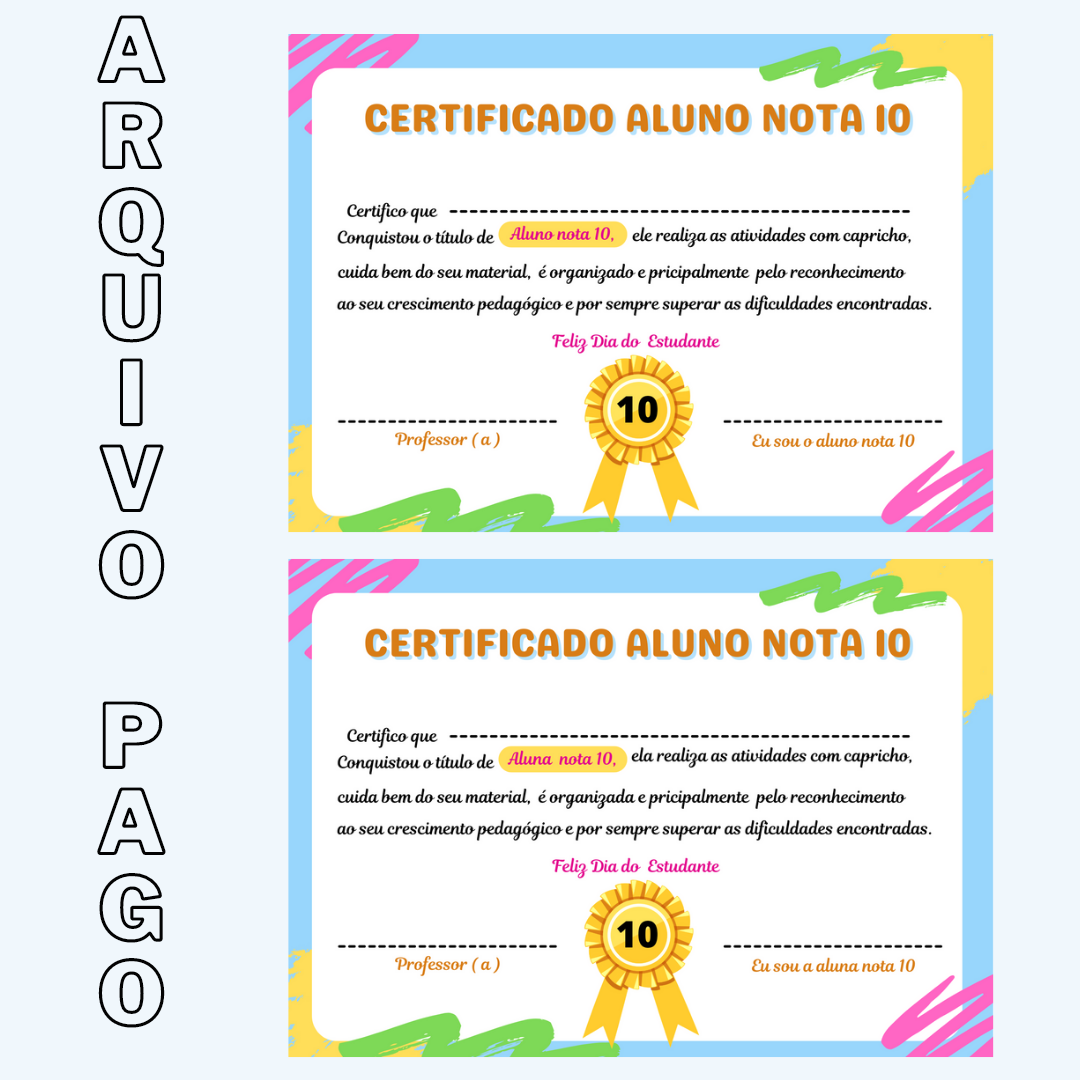 Certificado para o Dia do Estudante