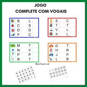Jogo Complete com as vogais