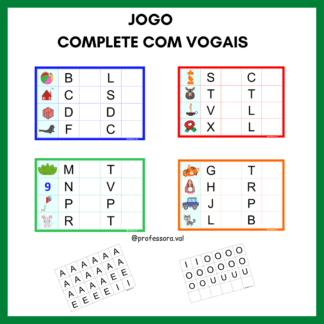Jogo Complete com as vogais
