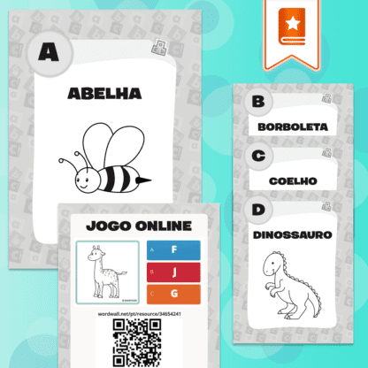 Alfabeto dos animais + QR code para Jogo Online.