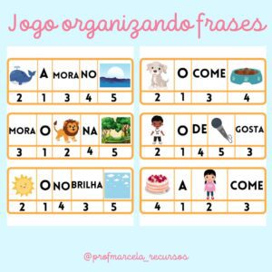 Jogo organizando frases