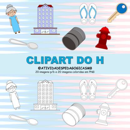CLIPART do H - h, nh, ch e lh - colorido/ p&b (PNG)