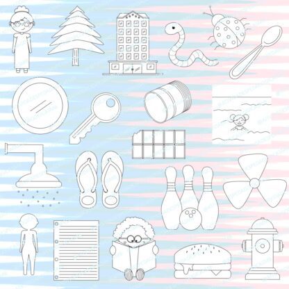 CLIPART do H - h, nh, ch e lh - colorido/ p&b (PNG) - Image 2