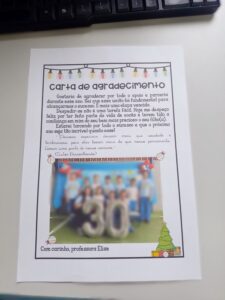 Carta de Agradecimento as Famílias