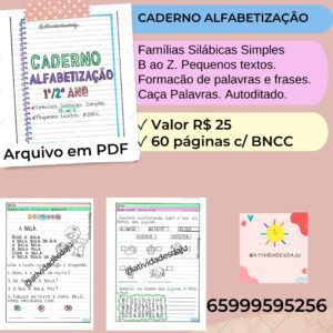 CADERNO DE ALFABETIZAÇÃO B AO Z