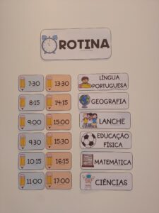 Quadro Rotina das Aulas