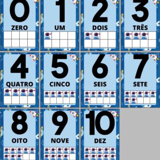 Os números de 0à 10: tema astronauta