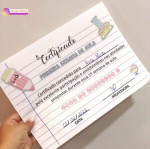 Certificado 1• semana de aula