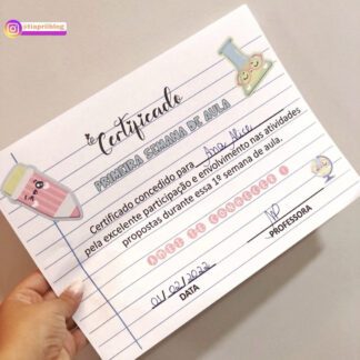 Certificado 1• semana de aula