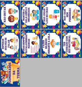 Combinados da turma tema fábrica de brinquedos.