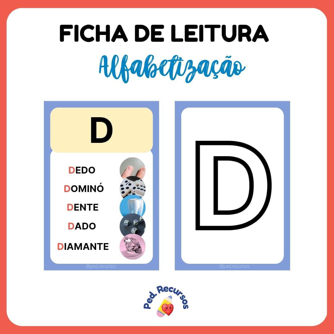 Ficha de leitura para alfabetização.