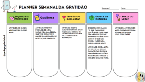 Planner Semanal da Gratidão Pedagoga Letícia Dantas