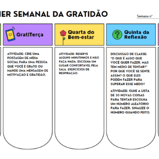 Planner Semanal da Gratidão Pedagoga Letícia Dantas