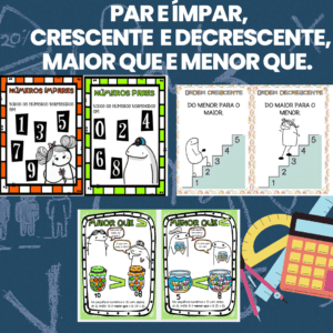 Par, Ímpar, crescente, decrescente, maior que, menor queatividades 3° ano