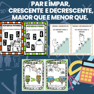 Par, Ímpar, crescente, decrescente, maior que, menor queatividades 3° ano