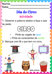 4 atividades sobre o dia do circo