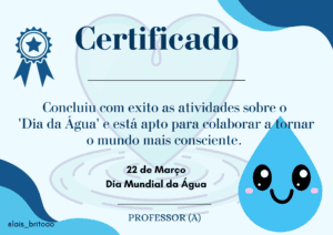 Certificado sobre o Dia da Água