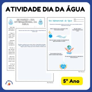 Atividade para o 5 ano sobre o Dia Internacional da Água.