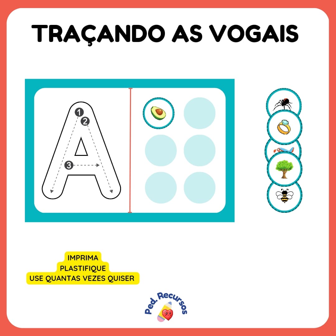 Recurso para trabalhar com as vogais na educação infantil e Alfabetização.