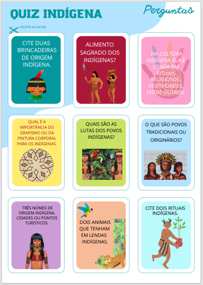 Duas folhas, uma com as perguntas e outra com as respostas.