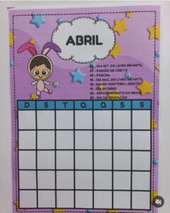 Calendário Abril interativo