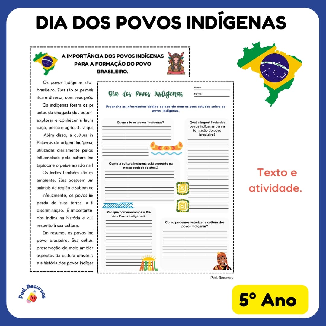 Texto com atividades para o dia do índio.