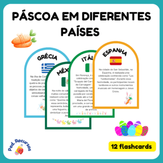 Recurso pedagógico com curiosidades sobre a páscoa em diferentes países.