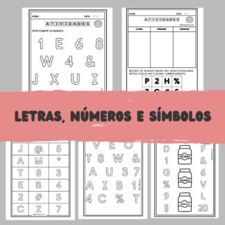 Atividades para diferenciar letras, números e símbolos