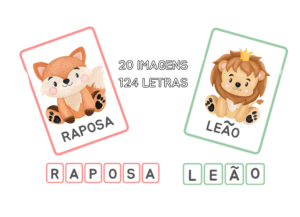 FLASHCARD ANIMAIS SAFARI COM LETRAS MOVEIS